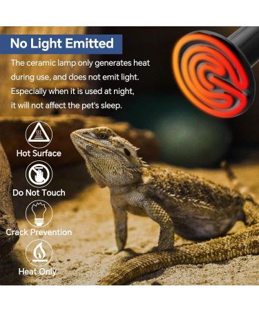 Caldarax 2 Pack 150W Terrarium Reptile Heat Bulb E27 Infrared Ceramic Heating Lamps AC 220-240V Ceramic Heat Emitter for Reptiles Lizards Tortoise Snakes Chicken - Buy Online on GoSupps.com
