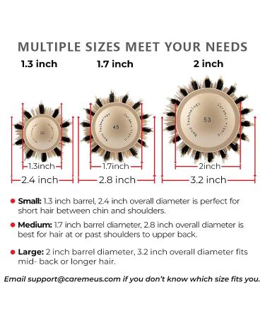 Boars Round Brush for Shoulder Length Hair - 1.7 Inch Ceramic Barrel for Blow Drying, Straightening, Styling, Curling - Vented Roller with Bristles - Pack of 1 - Buy Online on GoSupps.com