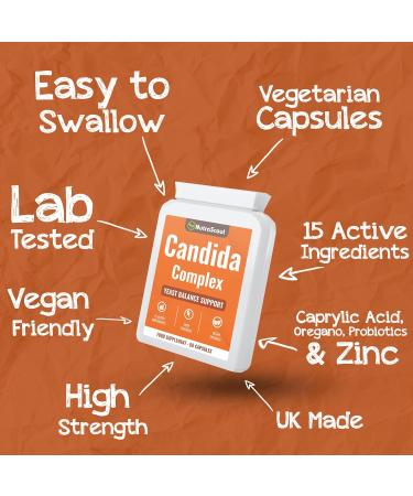 Candida & Yeast Cleanse Supplement | Support Healthy Flora Balance for Women | Caprylic Acid Zinc Clove Oregano Probiotics | Lab Tested Vegan Friendly UK Made | 60 Capsules - Buy Online on GoSupps.com