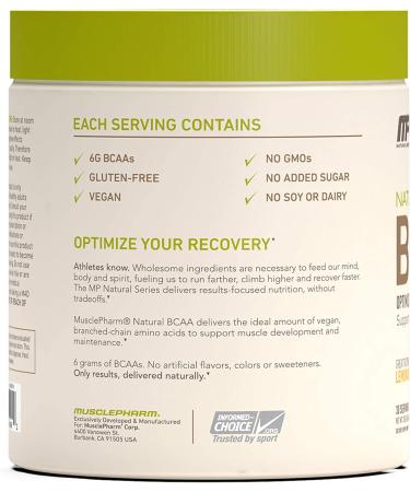 MusclePharm Natural BCAA - Lemonade Flavor - 30 Servings | Best BCAA Supplement - Buy Online on GoSupps.com