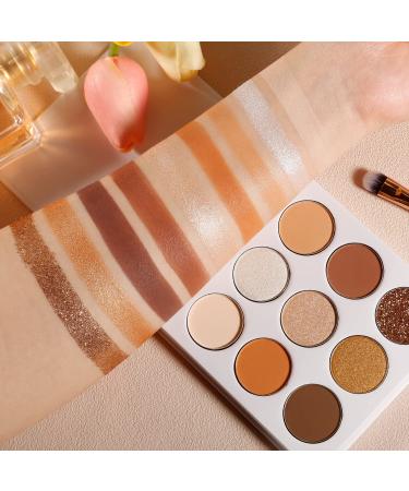 Ecofavor 9-Color Brown Eyeshadow Palette - Natural Matte, Shimmer, Glitter | Highly Pigmented, Waterproof | Easy to Blend Naked Earth Tones Makeup Palette - Buy Online on GoSupps.com