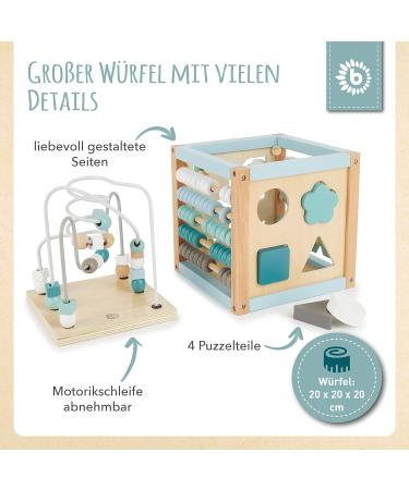 Bieco Scandi-Chic Motoric Cubes | Sustainable FSC Wooden Toys | Activity Center for Babies 1 Year+ | Perfect Motor Development Toy - Buy Online on GoSupps.com