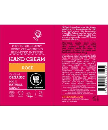 Urtekram Organic Rose Hand Cream - 75ml | Pure Pampering for Soft Hydrated Skin - International Shipping Available - Buy Online on GoSupps.com