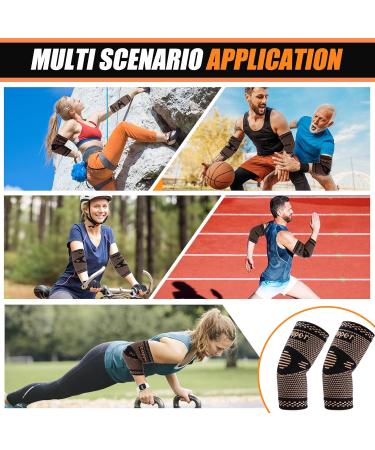 2-Piece Professional Copper Elbow Bandage for Arthritis & Tendon Inflammation - Tennis & Golfer's Arm Support for Men & Women - Buy Online on GoSupps.com