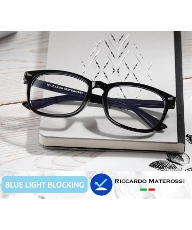 Riccardo Materossi Premium Blue Light Filter Glasses - Screen Masters Square Black Frames for Headache Relief & Better Sleep - International Shipping Available - Buy Online on GoSupps.com