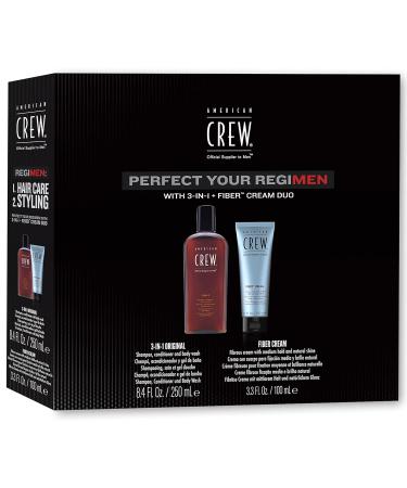 American Crew Duo Pack: Fiber Cream & 3-in-1 Shampoo Conditioner & Body Wash for Men - Daily Hair & Body Care Set (100ml & 250ml) - Buy Online on GoSupps.com