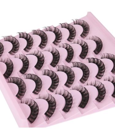 wiwoseo False Eyelashes Russian Strip Lashes D Curly Wispy Natural Faux Mink Lashes 3D Effect 15MM Fake Eyelashes 14 Pairs Pack A-15MM