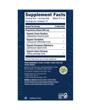 Celestial Seasonings Organic Ginger Mint Herbal Tea - Caffeine Free Daily Wellness, 12 Tea Bags - Buy Online on GoSupps.com