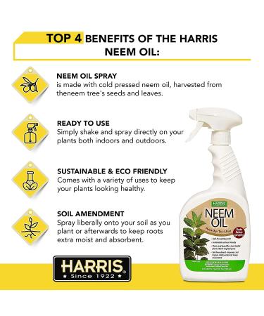 Harris Neem Oil Spray for Plants - Cold Pressed 20oz (Ready to Use) - Natural Pest Control Solution - Buy Online on GoSupps.com