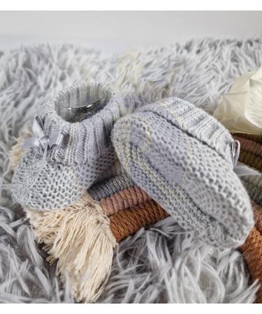 Royal Icon Soft Knitted Newborn Baby Booties with Bow - RI354 Grey | 0-3 Months - Buy Online on GoSupps.com