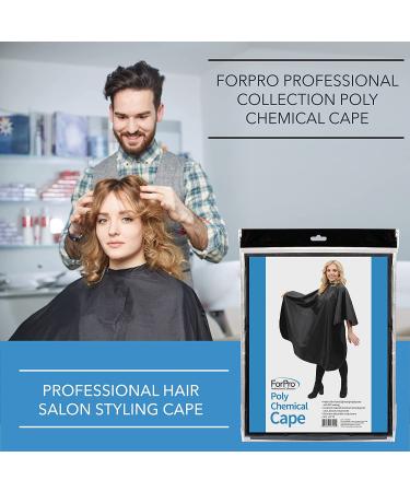 ForPro Poly Chemical Cape - Professional Hair Salon Styling Cape | Black | 58 L x 47 W - Buy Online on GoSupps.com