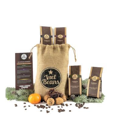 Exotic Coffee Gift for Coffee Lovers - Jute Bag with 4 Varieties of Whole Beans - Perfect Easter Gift for Coffee Drinkers - Buy Online on GoSupps.com