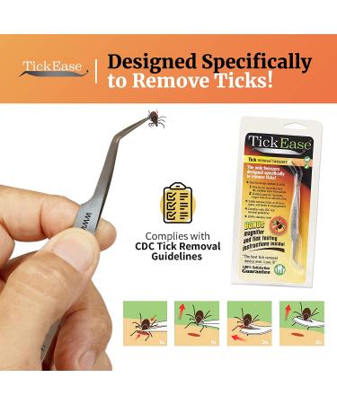 TickEase Dual-Tipped Tick Remover Tool for Humans & Pets - Tick Tweezers with Magnifier & Testing Instructions - Buy Online on GoSupps.com