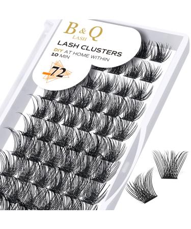 Cluster lashes D Curl 10mm 72 Clusters B&Q Lash Clusters C D Curl Individual Cluster Lashes Mega Volume Eyelash Clusters DIY Lash Extensions Soft Fluffy Cluster Eyelash Extensions (NM C-12 mm) C-12 mm B 02