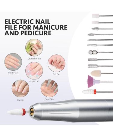 GAOY Electric Nail Drill - USB Nail File for Acrylic & Gel Nails Portable Efile with Bits Manicure & Pedicure Tools for Home & Salon - Silver - Buy Online on GoSupps.com