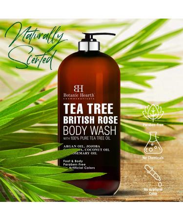 BOTANIC HEARTH Tea Tree Body Wash with British Rose Extract - 16 fl oz | For Nails, Athlete's Foot, Ringworm, Jock Itch, Acne, Eczema, Body Odor | Soothes Itching, Promotes Healthy Skin & Feet - Buy Online on GoSupps.com