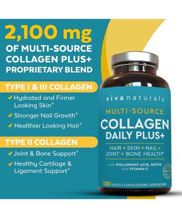 Viva Naturals Multi Collagen Pills - 120 Capsules | Premium Collagen Supplements - Buy Online on GoSupps.com