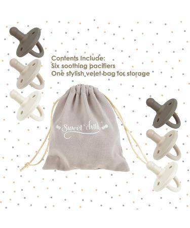 Sweet Child Soothie Pacifiers 0-6 Months - Set of 6 Silicone Binkies with Collapsible Handle and Air Holes - Woodlands Theme - Best Newborn Pacifiers for Boys or Girls - Buy Online on GoSupps.com