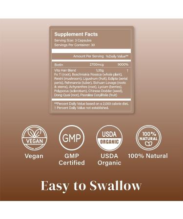 Vita Hair Growth Supplement - 100% Natural Herbs for Greying and Thinning Hair - Stimulate New Hair Follicles - 90 Capsules - Buy Online on GoSupps.com