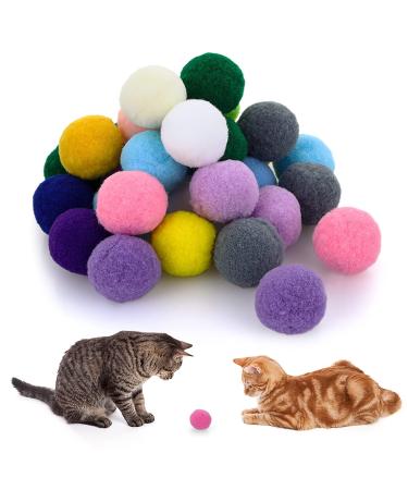 Molain Cat Toy Balls, Soft Cat Balls 1Inch Kitten Pom poms Ball Cat Play Toy Indoor Cats Interactive Pompon Ball Toy 30 Pcs