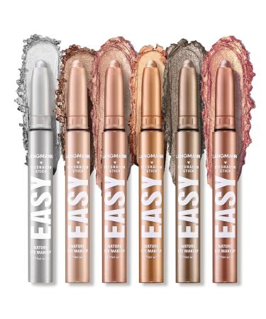 BestLand Cream Eyeshadow Sticks Set - Luxurious Colors Long-Lasting Formula Natural & Shimmer Eye Shadow Pen Waterproof Brightener Eye Highlighter Contour Stick (Set B)