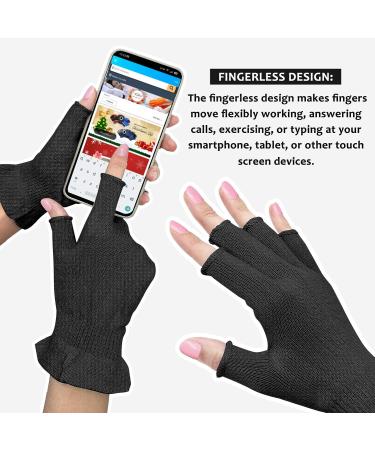 MIG4U 3 Pairs Fingerless Moisturizing Gloves | Half Finger Beauty Glove for SPA, Eczema, Dry Hands | Summer Sun UV Protection | L/XL, Black - Buy Online on GoSupps.com