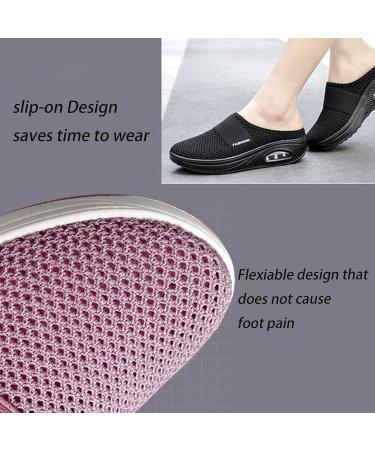 LELEWANG Womens Orthopedic Diabetic Walking Shoes 11 Black - Breathable Lightweight Slip-on with Air Cushion for Comfort - Buy Online on GoSupps.com