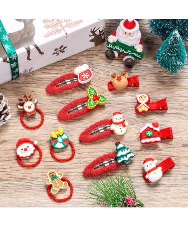 12 Pieces Christmas Girls Hair Accessories Set Hair Clips and Hair Ties Christmas Snap Hair Clips Women Snap Barrette Hairband Girls Hairpin for Children and Adults style 1 - Buy Online on GoSupps.com