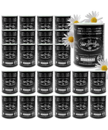 2021 New Package Design Sharonelle Soft Wax All Purpose Hair Removal Natural Depilatory Canned Wax for Sensitive Skin Canada-Made Melting Wax in Black color Canned Package (24PC Azulene) 500 ml (Pack of 24) Azulene