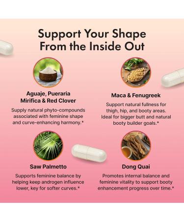 Curve Gainer for Women Natural Weight Gainer for Women with Aguaje Pueraria Mirifica & Dong Quai | Weight Gain Pills & Butt Enhancer for Big Butt & Hips | Booty Builder & Butt Growth Herbal Formula - Buy Online on GoSupps.com