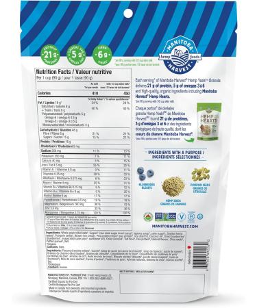 Manitoba Harvest Hemp Yeah! Granola Blueberry 283 g with 21 g of Protein 5 g Omegas 3 g of Fibre and 10 g Sugar Per Serving Organic Non-GMO (Pack of 6) Packaging May Vary 6 Pack Blueberry - Buy Online on GoSupps.com