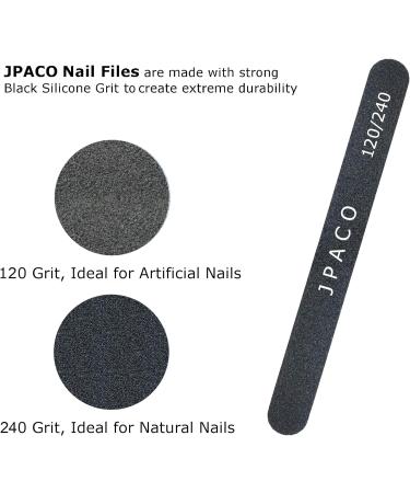 Nail Files 120 240 Grit - Double Sided Emery Board Black Washable Set (12 Pack) - Professional Manicure Tools for Natural, Acrylic, Poly, and Gel Nails by JPACO - Buy Online on GoSupps.com