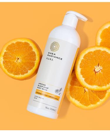 Shea Radiance African Black Soap Body Wash - Citrus Spearmint for Dry Skin, Eczema & Blemishes (16 oz) - Buy Online on GoSupps.com