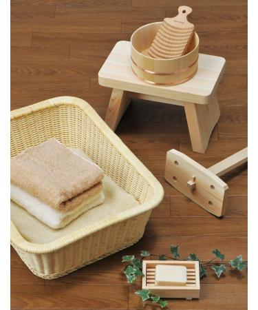 Yamako Japanese Bath Bucket Thin Top Type 83827 - Natural Wood Made - Buy Online on GoSupps.com