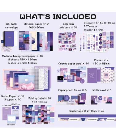 348pcs Scrapbook Kit with Aesthetic Paper, Stickers, Washi Tape - Art Journaling Set for Bullet Journal, Planners - DIY for Adults, Teens, Girls - Moonlight Theme - Buy Online on GoSupps.com
