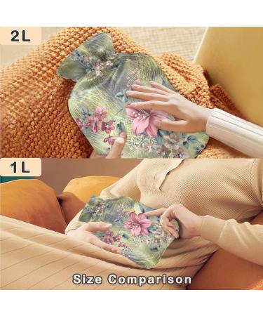 Naanle Vintage Flower Hot Water Bottle - 1L Transparent Heat Therapy for Back Pain Relief & Warmth | Hand & Foot Warmer - Buy Online on GoSupps.com