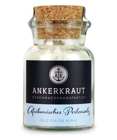 African Pearl Salt, Perfect for Salt Mill, 170g in Cork Glass