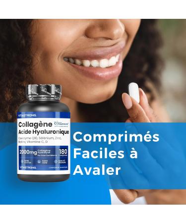 COLLAGENE et ACIDE HYALURONIQUE Vitastrong - 2000mg Collag ne COLLinstant avec Biotine Coenzyme Q10 Zinc S l nium Vitamine C Vitamine D - Formule Efficace - Qualit Premium - Buy Online on GoSupps.com