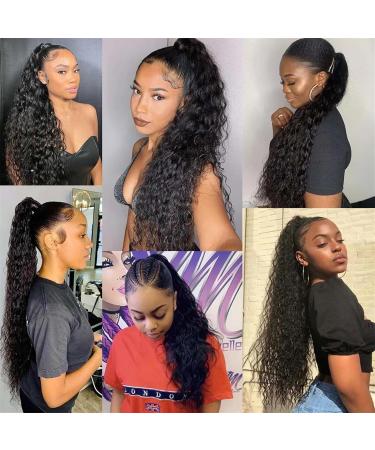 Human Hair Ponytail Hair Piece Human Hair Drawstring Ponytail Extension Water Wave Ponytail Natural Color Brazilian Remy Hair Ponytail Clip in Hair Extensions for Black Women Ponytail Hairpiece for 26inch 100g Water Wave - Buy Online on GoSupps.com