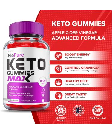 Biopure Keto Gummies with ACV - Maximum Strength Weight Loss Formula (2 Pack) - Buy Online on GoSupps.com