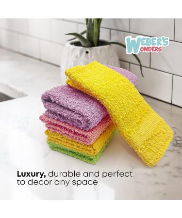 Weber's Wonders 11 Pack Cotton Washcloths for Body & Face - Extra Soft & Highly Absorbent - Fast Dry - Assorted Colors - Buy Online on GoSupps.com