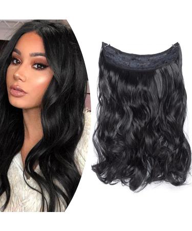 Hairpiece Extensions Hair Extension a Weft with Invisible Wire Hair Hair Thickening Wavy Wavy Dark Black-1 40 cm