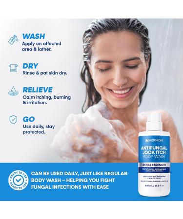 Hermon Antifungal Body Wash for Jock Itch: Tea Tree oil Body Wash for Jock Itch Ringworm Back Acne Athlete's Foot Tinea - Medicated Soap for Men and Women 1 Pack Body Wash - Buy Online on GoSupps.com