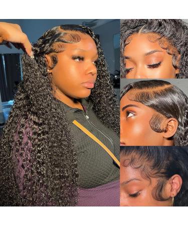 4GIRL4EVER 24 Inch Deep Wave Lace Front Wig Human Hair 180% Density 13X4 Frontal Wigs for Black Women - Pre Plucked with Baby Hair, HD Lace, Natural Black - Buy Online on GoSupps.com