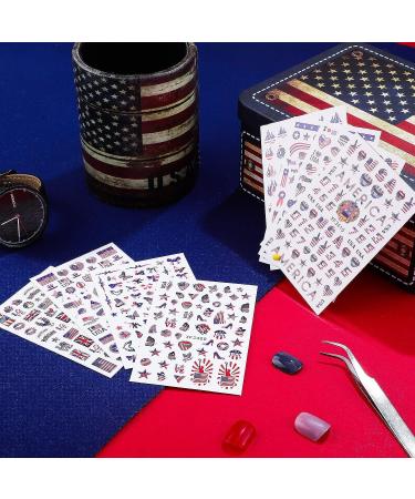4th of July Nail Stickers - Patriotic American Flag Design - Set of 16 Self-Adhesive Decals for Independence Day Manicure - Buy Online on GoSupps.com