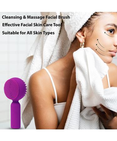 2 in 1 Silicone Facial Cleansing Brush for Sensitive Skin - Purple - Buy Online on GoSupps.com