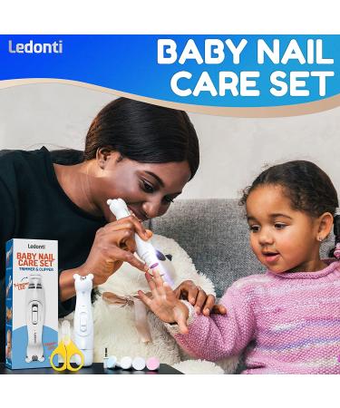Electric Baby Nail Trimmer Kit with LED Light - Gentle Nail Care for Newborns to Toddlers - Includes Clippers, Scissors, and Grinder - Baby Essentials in White - Buy Online on GoSupps.com
