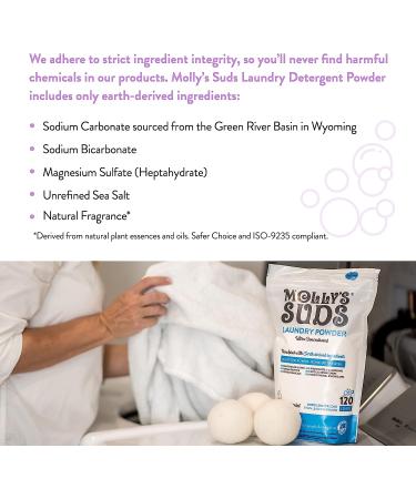 Molly's Suds Original Laundry Detergent Powder - Natural, Stain-Fighting Formula for Sensitive Skin - Lavender Scent, 120 Loads - Buy Online on GoSupps.com