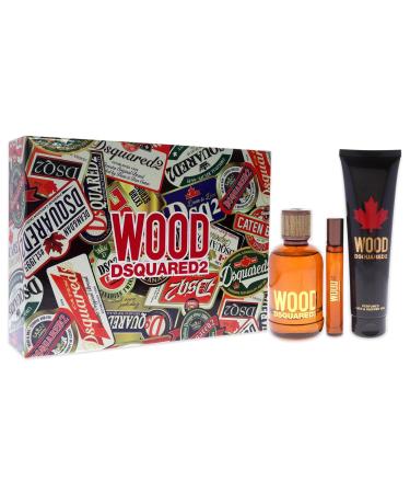 Dsquared2 Wood Men 3 Pc Gift Set 3.4oz EDT Spray 0.3oz EDT Spray 5.0oz Bath and Shower Gel - Buy Online on GoSupps.com