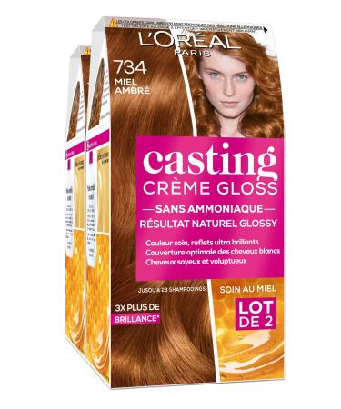 L'Or al Paris Casting Creme Gloss Coloration Ton on sound without ammonia 7.34 honey amber colors 2 pieces of honey amber (734) 1 piece (2 pack)